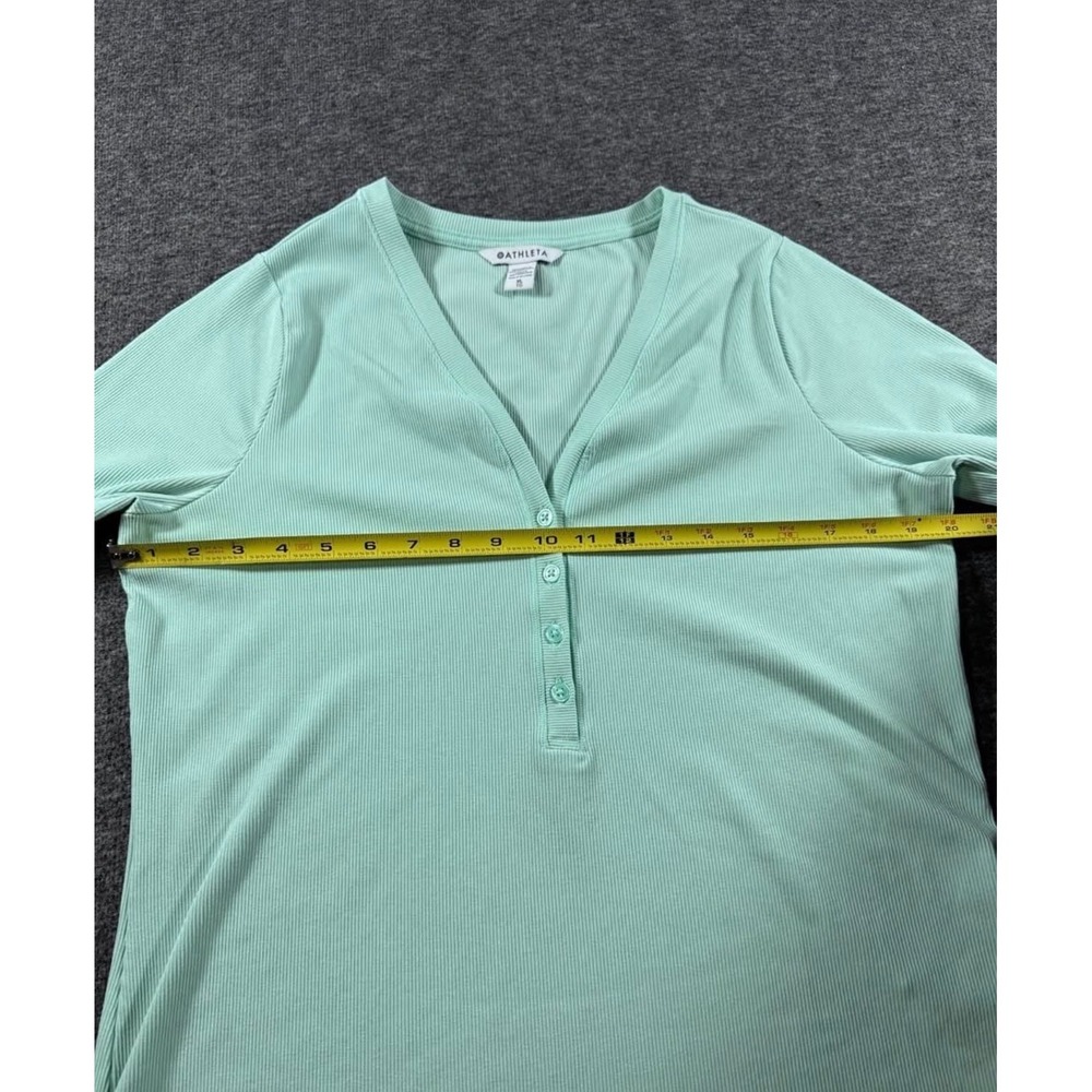 Athleta Uptempo Ribbed Henley Top Mint Green Long Sleeve V-Neck XL - Picture 6 of 7
